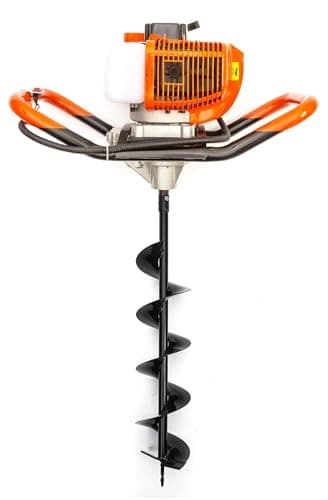 Image of Earth Auger 52cc Petrol 2 Stroke Engine Post Hole Borer Digger & Choice of 4 Drill Bits Attachments 100mm / 150mm / 200mm / 300mm for Planting Digging (52cc Engine & 15cm Drill Bit)