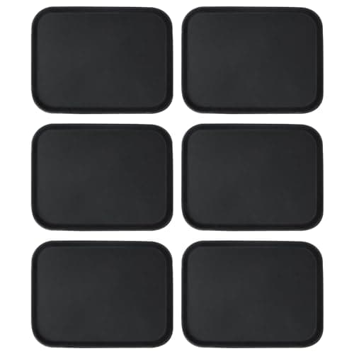 Image of Argon Tableware Black Rectangular Serving Trays Pack of 6-41 x 30.5cm Reusable Non Slip Rubberized Surface Platter for Food and Drinks - Heat Resistant Stackable Trays for Bars, Restaurants and Home