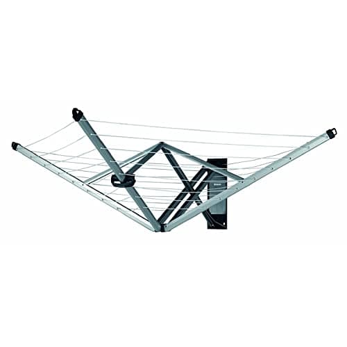 Image of Brabantia WallFix Retractable Washing Line with Protective Fabric Cover (24m) Wall-Mounted Foldaway Clothes Air Dryer (Silver)
