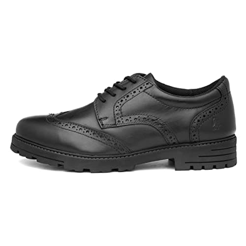 Image of Hush Puppies Darcy Girls Black Leather Brogue - Size 2 UK - Black
