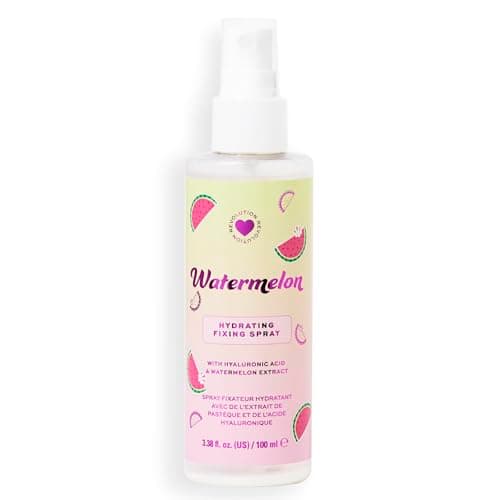 Image of I Heart Revolution Watermelon Dewy Fixing Spray, Lightweight, Dewy Formula, Vegan & Cruelty-Free, 100ml