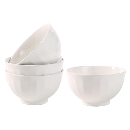 Image of Tanggaogao 4-Piece Deep Ceramic Bowls Set Soup Cereal & Oatmeal Bowl Large Capacity 810ml White for Cereal Noodles Salad Fruit Microwave & Dishwasher Safe Durable & Stylish Tableware