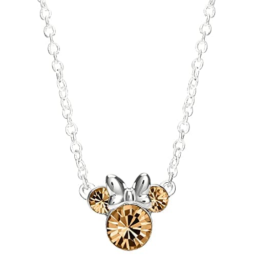 Image of Disney Minnie Mouse Sterling Silver June Silver Birthstone Crystal Necklace
