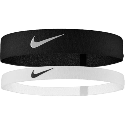 Image of Nike Men's Flex Headband 2-Pack Headbands Running Fitness Training Sports Hairband Set, Black/White/Black, One Size