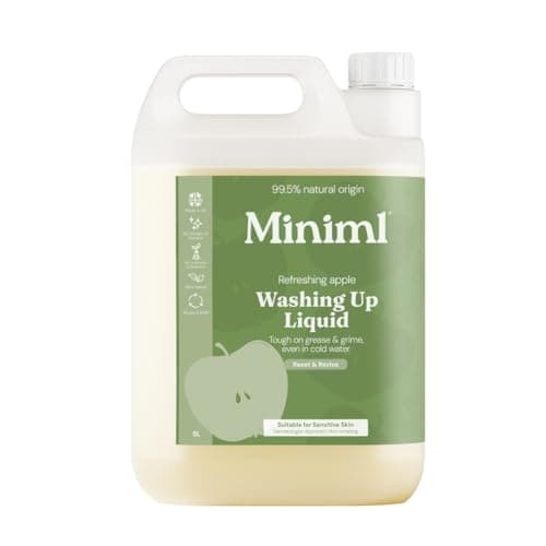 Image of Miniml Eco Washing Up Liquid 5L Refill - Apple Orchard Scented Non Bio & Skin Sensitive Friendly Dish Wash Cleaner - Plant Based Vegan & Cruelty Free - Natural Cleaning Products (500 Washes)