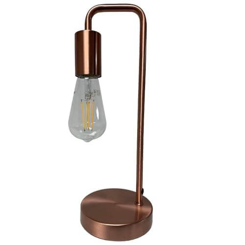 Image of Britalia Industrial Table Desk Lamp, Brushed Copper Metal, E27 Edison Screw, 355mm Height x 130mm Diameter, 0.35kg