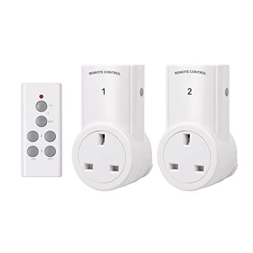 Image of HBN Remote Control Plug Socket, 13A/3120W Wireless Light Switch 30M/100ft Operating Range for Household Appliances, 2 Pack Sockets and 1 Remote
