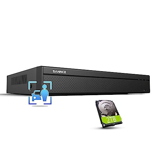 Image of SANNCE 4K PoE CCTV NVR 16 Channel Security Network Video Recorder, Supports 8MP/5MP/4MP/1080P HD IP Cams 24/7 Surveillance Recording Home Security Camera System, Vehicle Detection (NVR + 2TB HDD)