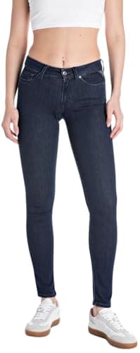 Image of Replay Women's New Luz Powerstretch Denim Jeans, 007 Dark Blue, 27W x 28L