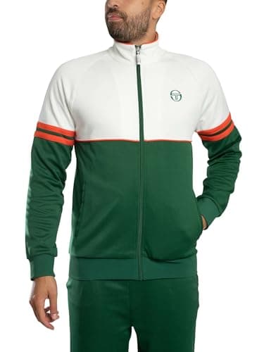 Image of Sergio Tacchini Men's Orion Track Jacket, Gardenia/Eden/Tangerine Tango, S
