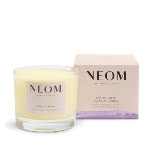 Image of NEOM – Bedtime Hero Scented Candle, 3 Wick | Essential Oil Aromatherapy Candle | Ylang Ylang & Chamomile | Scent to Sleep