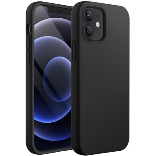 Image of JETech Silicone Case for iPhone 6.1-Inch (12, 12 Pro), Silky-Soft Touch Full-Body Protective Case, Shockproof Cover with Microfiber Lining, Black