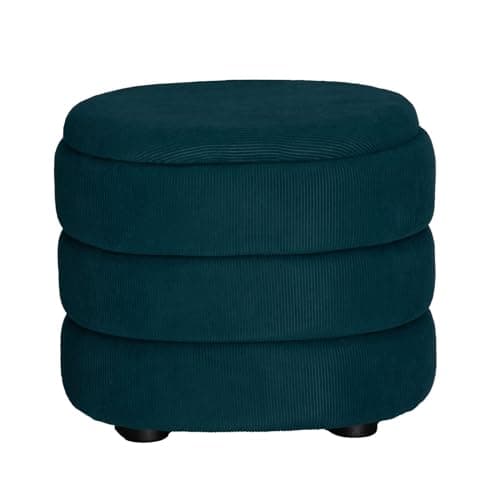 Image of URBNLIVING Soft Velvet Ottoman Storage Pouffe Footstool Dressing Vanity Chair (Teal Blue, Oval)