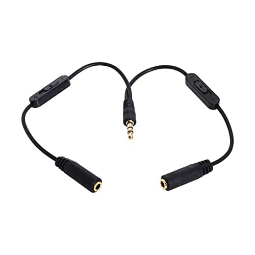 Image of chenyang CY Black 3.5mm Stereo Male to Double 3.5mm Female Audio Headphone Y Splitter Cable with Volume Switch