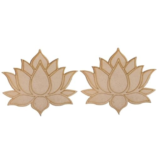 Image of Aumni Crafts Pre-Marked Laser Cut MDF Cutouts 6x5.5 Inch (2 Pieces) Lotus Flower 3mm Thick Wood Shapes Bases for DIY Painting Decoration Arts Wall Hanging Gifts