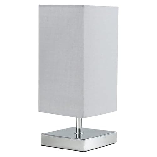 Image of MiniSun | Modern Square Polished Chrome Touch Table Lamp with a Grey Shade | Table Lamps, Home Décor & Improvement Essential