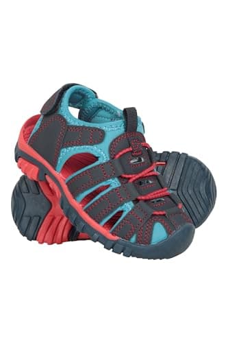 Image of Mountain Warehouse Bay Kids Shandals - Neoprene Lined Sandal Shoes with Adjustable Straps - For Walking, Travelling & Outdoors Dark Blue Kids Shoe Size 12