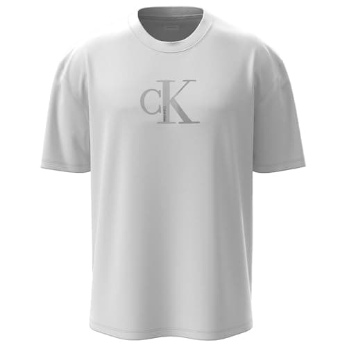 Image of Calvin Klein Men's Short Sleeve Centre Monogram Classic Cotton T-Shirt, White (Brilliant White), M