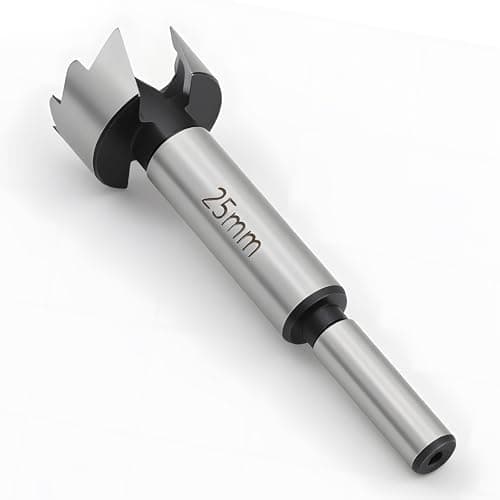 Image of 25mm Forstner Drill Bit, Carbide Tipped Wood Hole Cutter with Triple-Flute Design, Heavy Duty Hinge Boring Bit for Hardwood, Softwood, Plywood and Plastic, Precise Centering Tip Compatible with Hand a