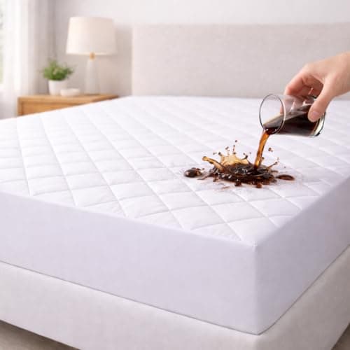Image of Home and Living Single Quilted Waterproof Mattress Protector | 40cm Extra Deep Skirt Fitted Bed Cover | Breathable Noiseless Fabric | Hypoallergenic & Dust Mite Mattress Protector