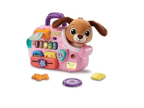 Image of VTech Baby Cutie Puppy Carrier, Interactive Role-Play Toy with 6 Accessories, Light-up Buttons with Music, Sounds & Phrases, Gift for Babies 9, 18, 24 months +