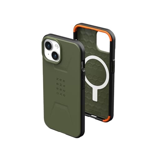 Image of URBAN ARMOR GEAR UAG Case Compatible with iPhone 15 Plus Case 6.7" Civilian Olive Drab Built-in Magnet Compatible with MagSafe Charging Rugged Military Grade Dropproof Protective Cover