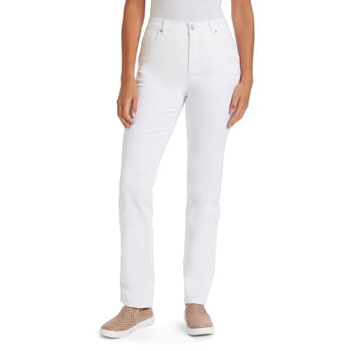Image of Gloria Vanderbilt Women's Amanda Classic High Rise Tapered Jean Petite, White, 10