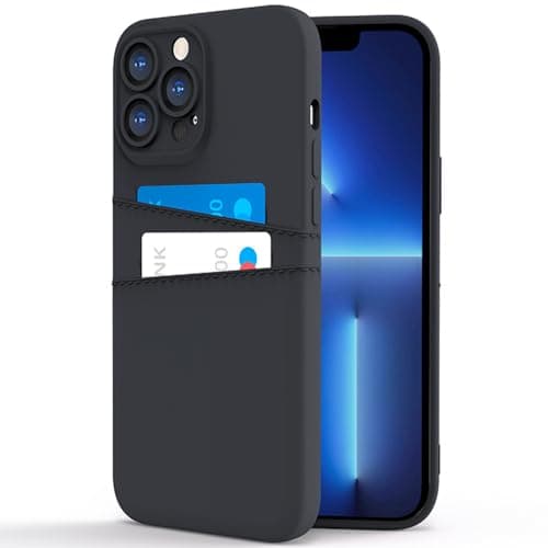 Image of COBATREE Wallet Case for iPhone 13 Pro,Silicone Case with 2 Card Holder Slim Flexible TPU Shockproof Protective Phone Cover with 2 Card Slot Wallet Case for iPhone 13 Pro 6.1 inch-Black