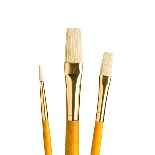 Image of Princeton Art & Brush Real Value Natural Bristle Brush Set, Round Size 3, Flat Size 4 and 8