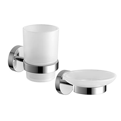 Image of iBathUK | Designer Bathroom Accessory Set Soap Dish + Toothbrush Holder ACCFS2