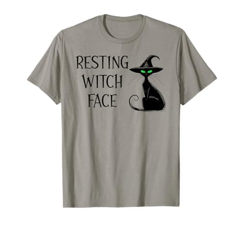 Image of Resting Witch Face Black Cat Witchy Cat Halloween Witch Cat T-Shirt