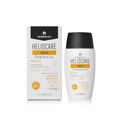 Image of Heliocare 360° Pediatrics Mineral - 50ml | Fluid Lotion for Face & Body | SPF UVA UVB Visible Light Infrared-A Sun Protection | For Kids Sensitive Skin | Features Niacinamide