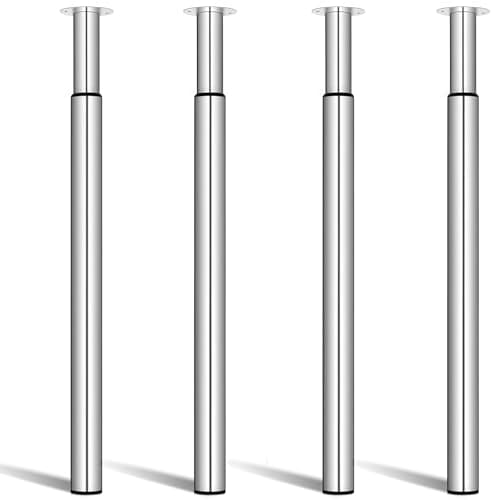 Image of Amazing Tour Adjustable Table Legs 710-1100mm - 4 Pack Breakfast Bar Kitchen Worktop Support Office Desk Legs, Heavy Duty Metal Sturdy Steel Frame,Silver