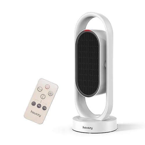 Image of Houszy 1800W PTC Ceramic Fan Heater with Ventilation Mode, Dust-Proof Filter, Thermostat 25–35°C, 90° Oscillation, LED Indicator Light, Hidden Handle, Tip-Over & Overheat Protection