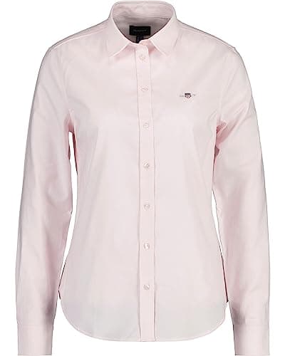 Image of GANT Women's Slim Stretch Oxford Shirt Classic Blouse Slim Fit, Light Pink, 10 UK