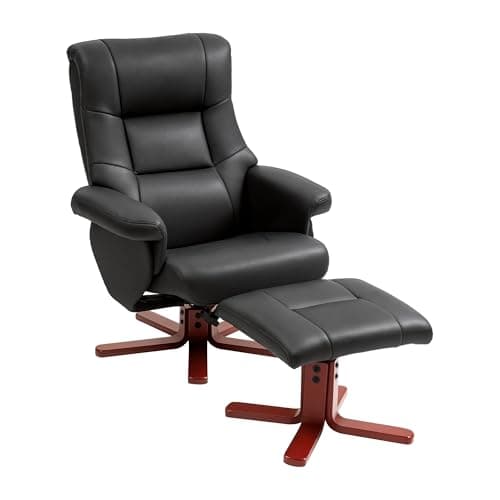 Image of HOMCOM Recliner Chair with Footstool, Upholstered Armchair with Adjustable Backrest, Leisure Lounge Chair for Living Room, Bedroom, Black