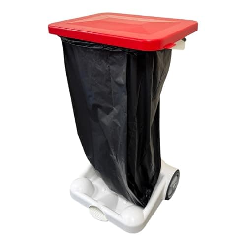 Image of Chabrias Ltd Red Lid & Other Recycling Logo Mobile Free Standing Foot Pedal Bin Bag Garbage Holder, Schools, Office, Medical, School, Waste & Recycling, Hands Free, Waste Sorting