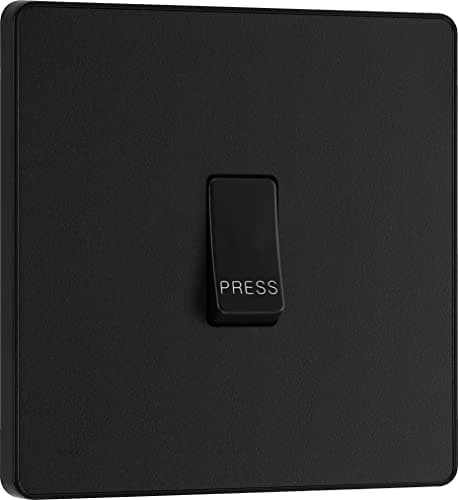 Image of BG Electrical Single Retractive Press Switch, Screwless Front Plate, Round Edges, 1 Way, Evolve, Matt Black, 10A, PCDMB14B