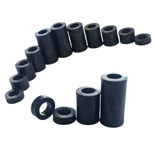 Image of 12pcs x M8 x 10mm Black Nylon Spacers and Standoff Washers for M3, M4, M5, M6, M8 Screws, Lengths 3mm to 30mm