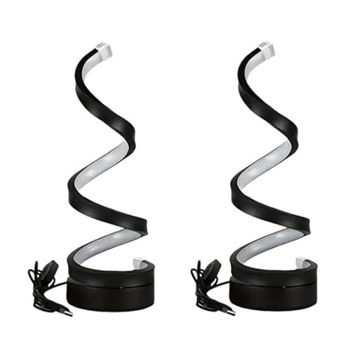 Image of Spiral LED Table Lamp, 3 Color Temperatures Dimmable Bedside Lamp, Curved LED Desk Lamp, USB Powered Desk Light, Twisted Decorative Black Bedside Night Light,Nightstand Lamp Bedroom Living Room