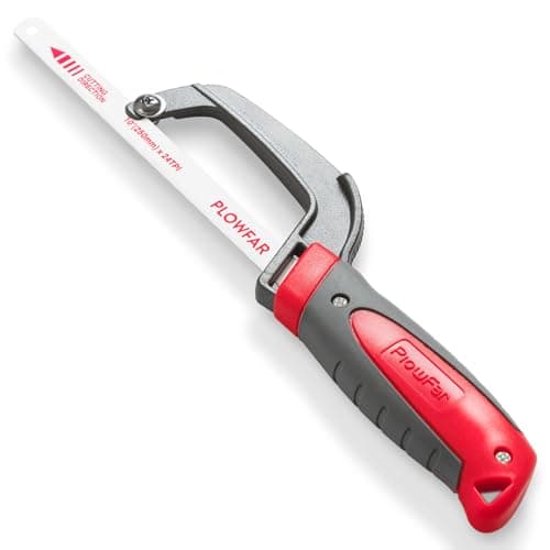 Image of PLOWFAR Aluminum Frame Mini Hacksaw with 250mm Flexible Bi-Metal HSS Hacksaw Blade for Metal and Wood