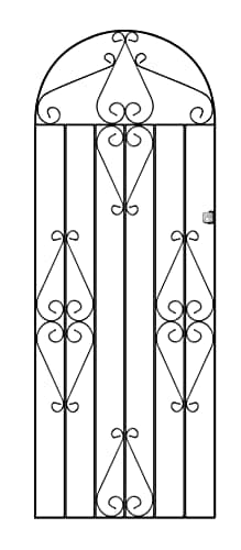 Image of Classic Scroll Tall Bow Top Metal Garden Gate Galvanised Wrought Iron Style Swing Gate (762mm Gap x 1753mm High CBZP40)