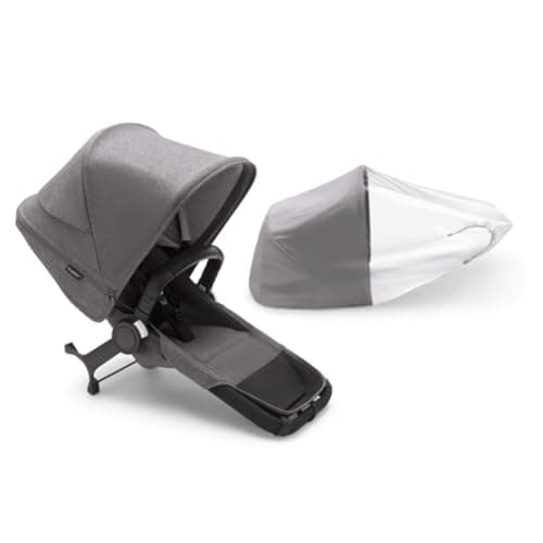 Image of Bugaboo Donkey 5 Duo Extension Set, Converts Your Donkey 5 Mono into a Duo Pushchair, Side by Side, Improved Design, Reversible Seat and One Hand Steering, Grey Melange