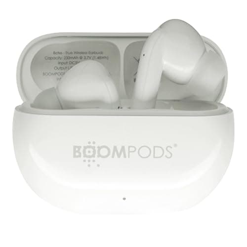 Image of Boompods Echobuds True Wireless Earbuds - Bluetooth Ear Buds with Built-in Mic, 19Hr Playtime, In Ear Headphones Made From Recyled Plastic, IPX4 Water-Resistant Earphones for Music & Calls, Sand
