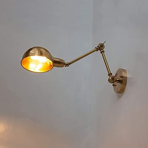 Image of Ksovv Adjustable 2 Swing Arm Wall Light Sconce Retro E27 Brass Wall Lamp Golden Bedroom Bedside Lamp Wall Mounted Reading Lights Living Room Study Restaurant Indoor Wall Lighting Fixtures