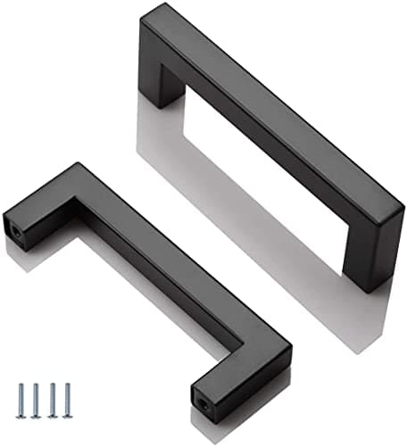 Image of ANSIEDIO 2 Pack Black Stainless Steel Cupboard Handles - 96mm Kitchen Cabinet Door Handles Furniture Drawer T Bar Pulls