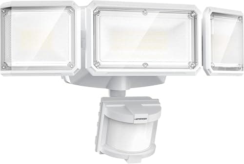 Image of LEPOWER Battery Powered LED Flood Light Outdoor,1500LM Motion Sensor Security Lights,5000K, IP65 Waterproof,Wireless Flood Light Battery Operated,3 Head Motion Detector Lights for Garage,Yard,Porch