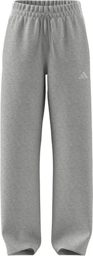 Image of adidas Women's Essentials 3-Stripes Open Hem Fleece Pants, Light Grey Heather/White, XL