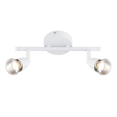 Image of Amalfi 2 Way Adjustable Bar Spotlight Fixture - IP20 Semi Flush Ceiling Light - GU10 LED Compatible Spotlight Lamp - Residential and Commercial Dimmable Light Fitting | Gloss White Finish
