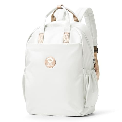 Image of HYC00 School Backpack Womens High Middle School Bags for Teenager Girls Boys Casual Travel Daypack Water Resistant College Rucksack Bookbag Fit 14 Inch Laptop Rucksack for Women Men Work Bag, White